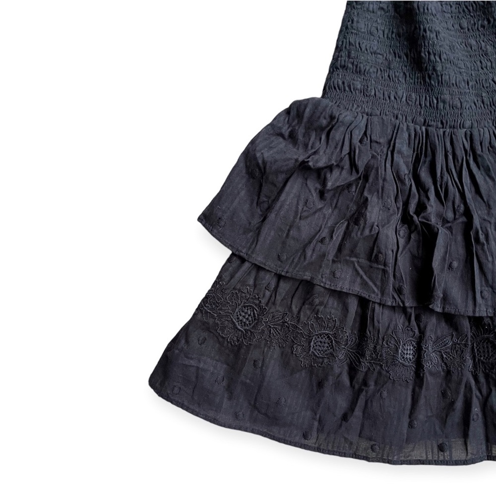 NWT J. Crew Black Smocked Ruffled Mini Skirt, sz Medium - Picture 4 of 6